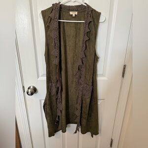 Umgee Best Green Suede Lace Trim Boho Whimsigoth Size Large